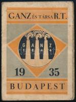 1935 Ganz és Társa Rt. képekkel illusztrált harmonikaszerűen összehajtott zsebnaptára