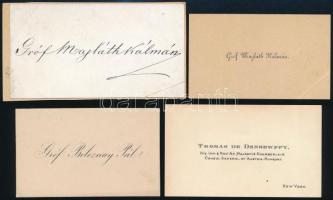 4 db névjegykártya, közte Gróf Majláth Kálmán, Gróf Beleznay Pál, Thomas de Dessewffy