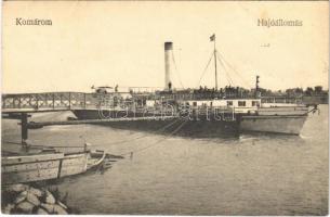 1925 Komárom, Komárnó; hajóállomás, DDSG CP 18. Vasúti levelezőlapárusítás 4962. / port with steamship (Rb)