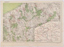 cca 1927 Balaton és környéke 4. lap, 1:75.000, rajta: A Balatonhoz vezető vasutak vázlatos térképével, 1: 2.500.000, Bp., M. Kir. Állami Térképészeti Intézet, hajtásnyomokkal, 45x62 cm