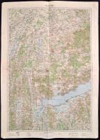 cca 1934 Pápa és környékének térképe, rajta a Balaton déli részletével is, 1:200.000, Bp., M. Kir. Honvéd Térképészeti Intézet, 45x62 cm