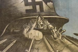 "Saját barlangjában végzünk a fasiszta fenevaddal" palkát, szakadásokkal, hiánnyal, 120×84...