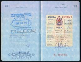 1989 Magyar Népköztársaság útlevele, kanadai vízummal