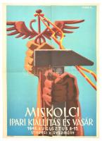 1948 Miskolci Ipari Kiállítás és Vásár plakátja, hajtott, kis szakadással, 59×42 cm