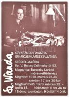 1978 Szyksznian Wanda grafikusművész kiállítása, plakát, hajtott, 66,5x47 cm
