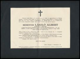 1939 Besenyei László Albert nyugállományú altábornagy, csendőrség volt felügyelőhelyettesének gyászjelentése, és személyéhez és családjához tartozó levél, elismervény, betétkönyv