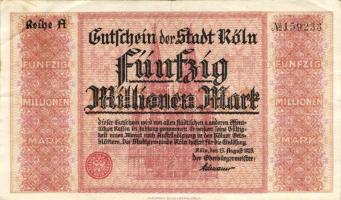 Német Birodalom/Weimari Köztársaság/Köln 1923.8.15. 50.000.000M T:II