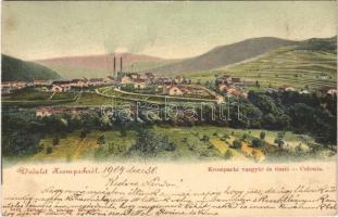 1904 Korompa, Krompach, Krompachy; vasgyár és tiszti kolónia. Balkányi S. kiadása / iron works, officers colony, factory (fl)