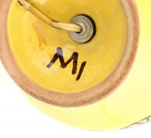 Retro mázas kerámia lámpa vonatos dekorral, bűra nélkül.  Jelzett. m:  30 cm