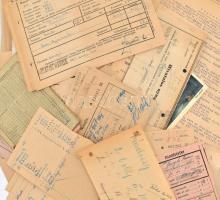cca 1940-1950 Vegyes nyomtatvány tétel, közte nyugták, felszólítások, határozatok stb., nagy mennyis...