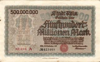 Német Birodalom/Weimari Köztársaság/Köln 1923.9.20. 500.000.000M T:II
