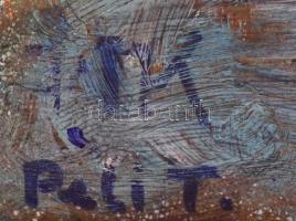 PTK Péli T. jelzéssel: Vízben. Olaj farost, sarkaiban fém rögzítőelemekkel. 32x24 cm