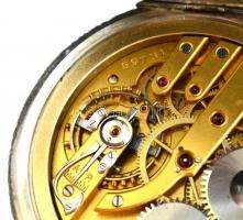 Ezüst (Ag) IWC Schaffhausen zsebóra, másodperc mutatóval, jelzett, működő állapotban, enyhe foltokka...