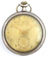 Ezüst (Ag) Omega számlapos zsebóra IWC Schaffhausen szerkezettel, jelzett, működő állapotban, enyhe foltokkal a számlapon d:5 cm./ cca 1910 Vintage Silver (Ag) Omega - IWC Schaffhausen pocket watch, with secondhand, works well