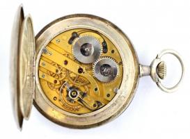 Ezüst (Ag) Omega számlapos zsebóra IWC Schaffhausen szerkezettel, jelzett, működő állapotban, enyhe ...