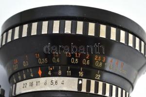 Carl Zeiss Flektogon 4/20-as objektív bőr tokkal, Exacta bajonettes, működő állapotban, belső lencse...