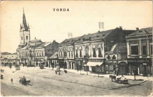 Torda, Turda; utca, Horváth József és fia, Kleinhempel Samu és András Géza üzlete, Jónás Elek étterme / street, shops, restaurant (EB)