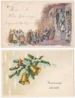 5 db RÉGI képeslap: üdvözlő, Monor, Ungvár, Ezredéves Kiállítás emléklap  / 5 pre-1945 postcards: gr...