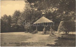 Mont-sur-Meuse, Sanatorium des Mutualités Chrétiennes, Plaine de jeux / sanatorium, playground, kiosk, from postcard booklet (small tear)