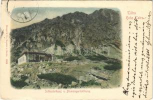 1900 Tátra, Magas-Tátra, Vysoké Tatry; Schlesierhaus u. Blumengartenturm / Sziléziai ház, Virágoskerttorony / Sliezsky dom, Kvetnicova veza / chalet, mountain (EK)