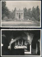 cca 1928 Széphalom (Sátoraljaújhely), Kazinczy-mauzóleum renoválás közben kívülről és belülről, 2 db fotó, 5,5×8 cm