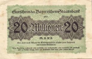 Német Birodalom/Weimari Köztársaság/München/Bayerische Staatsbank 1923.8.1. 20.000.000M T:II