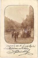 1908 Szinyelipóc, Lipovce; Kirándulók csoportképe a Lipóc-völgyben / group of hikers in the valley. photo (fa)