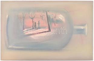 Nagy Gábor György (1966-): Végállomás. Olaj, vászon, jelzett és datált a hátoldalán (Nagy Gábor Györ...