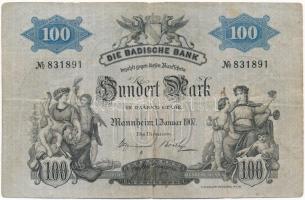 Német Államok / Baden 1907. 100M T:III  German States / Baden 1907. 100 Mark C:F