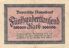 Német Birodalom/Weimari Köztársaság/München/Bayerische Notenbank 1923.8.18. 500.000M T:II