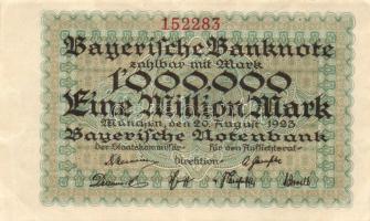 Német Birodalom/Weimari Köztársaság/München/Bayerische Notenbank 1923.8.20. 1000.000M T:II