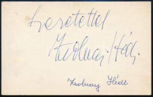 Zsolnai Hédi (1924-2004) táncdalénekesnő, színésznő aláírása papírlapon