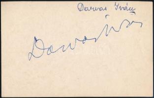 Darvas Iván (1925-2007) színművész aláírása papírlapon