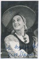 Kiss Ilona (1924-2004) színésznő aláírása az őt ábrázoló képen