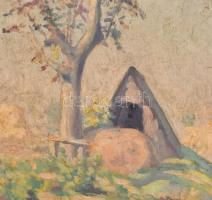 Joachim József (1897-1954): Kápolna utca, Budafok. Olaj, karton. Jelzett, 29,5x40 cm