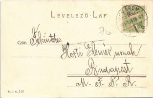 1904 Komárom, Komárno; Kishíd a kikötővel, gőzhajó. E.D.K. 116. / bridge, port, steamship (fl)