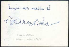 Barsy Béla (1906-1968) színész aláírása az őt ábrázoló fotó hátoldalán