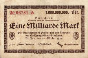 Német Birodalom/Weimari Köztársaság/Passau 1923.10.30. 1000.000.000M T:II