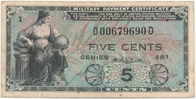 Amerikai Egyesült Államok / Katonai kiadás 1951. 5c 481. sorozat T:III  USA / Military Payment Certificate 1951. 5 Cents 481. series C:F Krause#M22