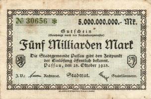 Német Birodalom/Weimari Köztársaság/Passau 1923.10.25. 5000.000.000M T:II