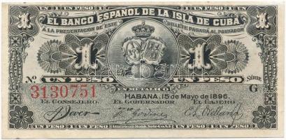Kuba / Spanyol adminisztráció 1896. 1P T:II  Cuba / Spanish administration 1896. 1 Peso C:XF Krause P#47