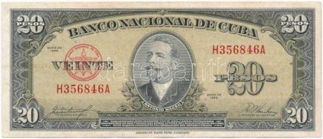 Kuba 1958. 20P T:III szép papír Cuba 1958. 20 Pesos C:F nice paper Krause P#80