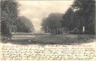 1901 Lajtabruck, Bruck an der Leitha; Harrach kastély parkja. Alex J. Klein Nr. 575. / Partie aus dem gräfl. Harrachschen Schlosspark, Aussicht zur Fasanerie / castle park (EK)