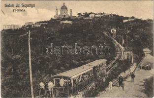 1913 Torino, Turin; Saluti da Superga / Superga, cable driven rack railway