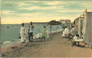 1906 Grado, Strand / beach, bathers, cabins (EK)