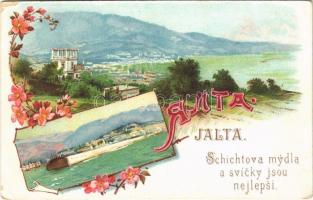 Yalta, Jalta; Schichts soap factory advertisement on the backside. Art Nouveau, floral, litho (EK)