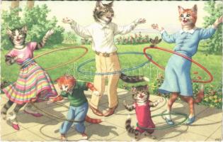 1962 Hula hooping cats in the garden. Colorprint B Special 2265/5. (EK)