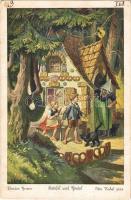 Hansel und Gretel. Brüder Grimm / Brothers Grimm fairy tale art postcard. Uvachrom Nr. 3714. Serie 125. s: Otto Kubel
