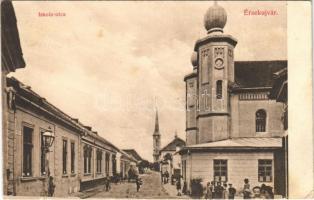 1914 Érsekújvár, Nové Zámky; Iskola utca, zsinagóga. Neumann Árpád kiadása / street, synagogue (fa)