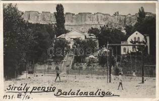 1931 Balatonaliga, Sirály pensio, játszótér, sziklafal. photo (EK)